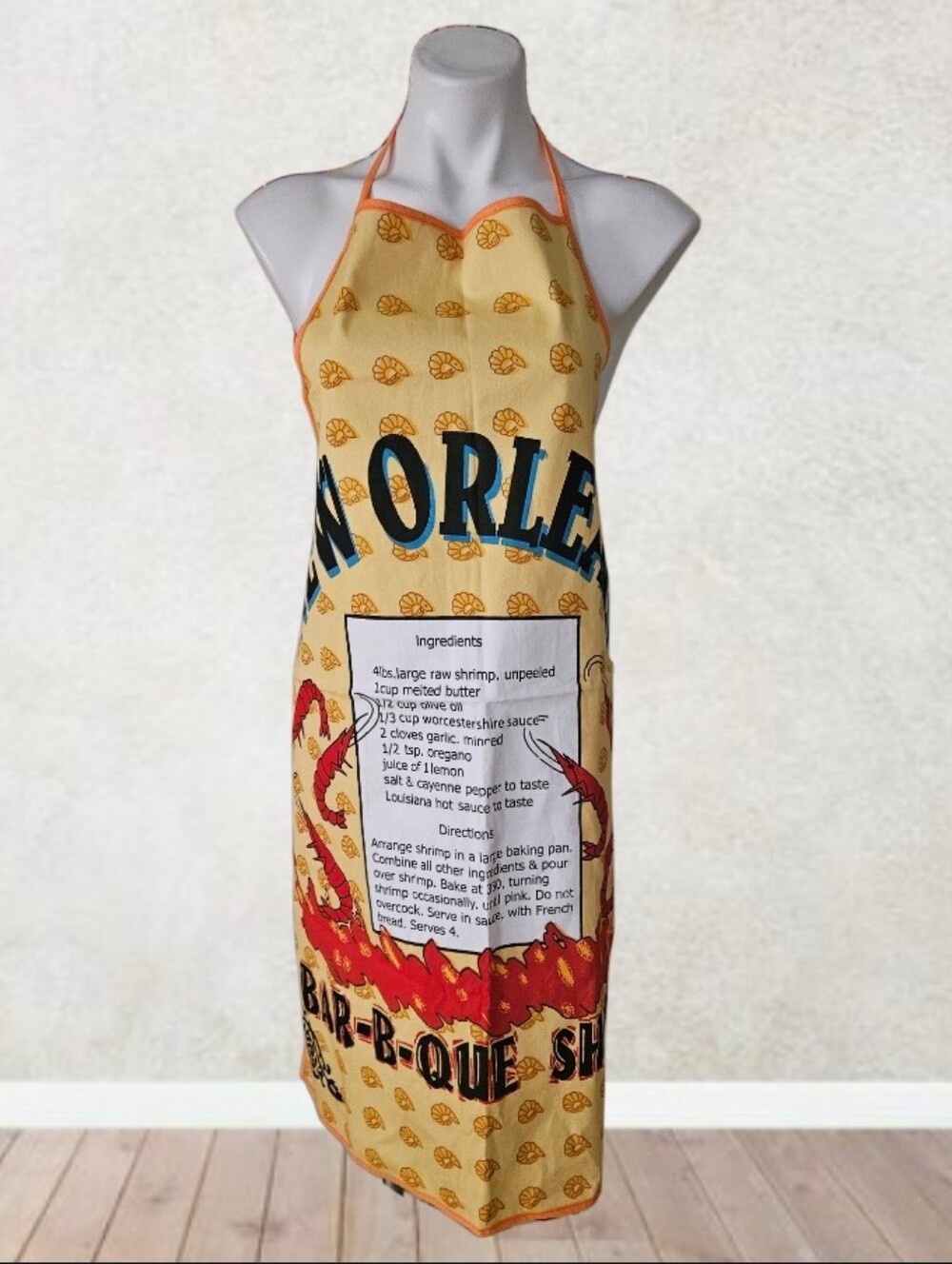 NWOT/New Orleans Bar-B-Que Shrimp Yellow Apron  One Size